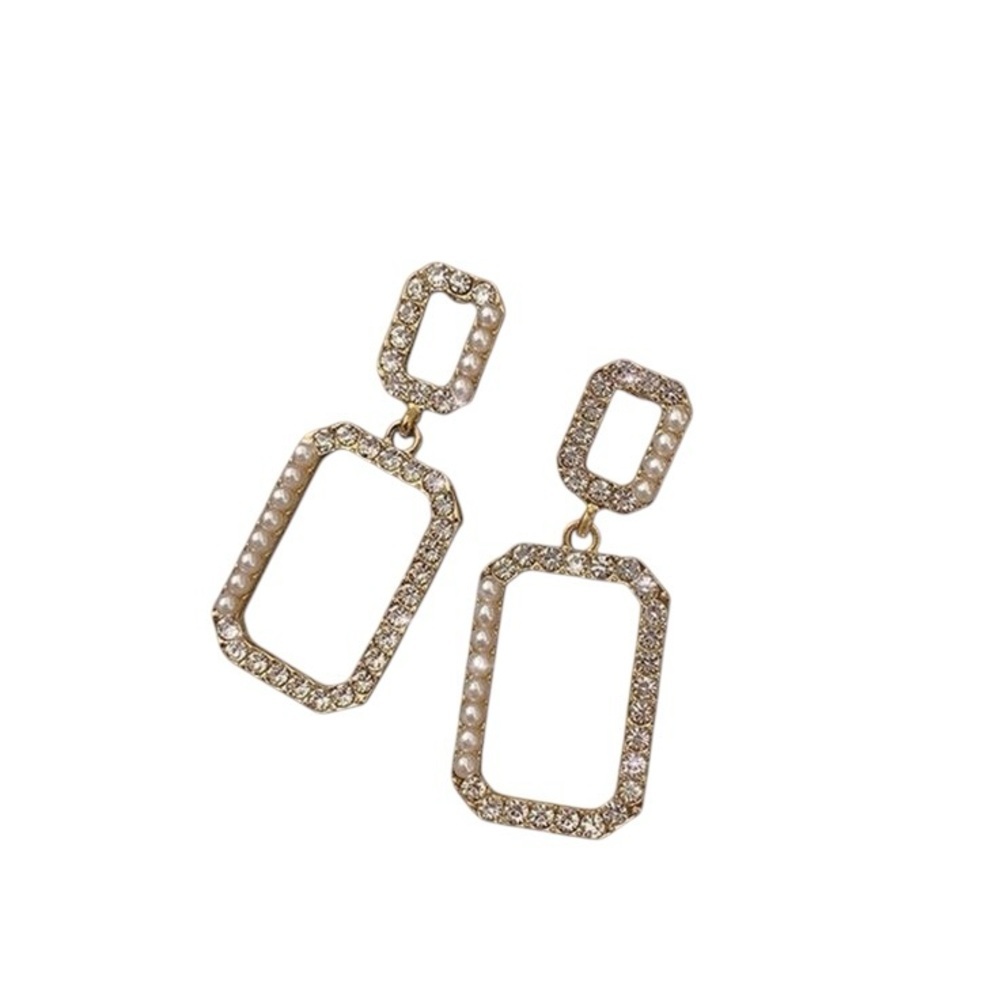 Tuckernuck Square Pearl and Crystal Drop Earrings - Picture 6 of 7